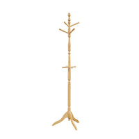 Moy 3 Tier Coat Rack with 10 Hooks, 72 Inch Natural Brown Solid Wood - BM346699