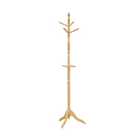 Moy 3 Tier Coat Rack with 10 Hooks, 72 Inch Natural Brown Solid Wood - BM346699