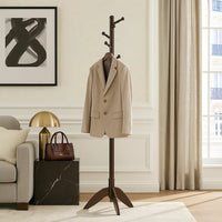 Pon 7 Tier Coat Rack w 11 Hooks and Tripod Base, 70 Inch Dark Brown - BM346700