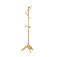 Pon 7 Tier Coat Rack w 11 Hooks and Tripod Base, 70 Inch Natural Brown - BM346701