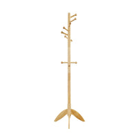 Pon 7 Tier Coat Rack w 11 Hooks and Tripod Base, 70 Inch Natural Brown - BM346701