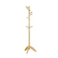 Pon 7 Tier Coat Rack w 11 Hooks and Tripod Base, 70 Inch Natural Brown - BM346701