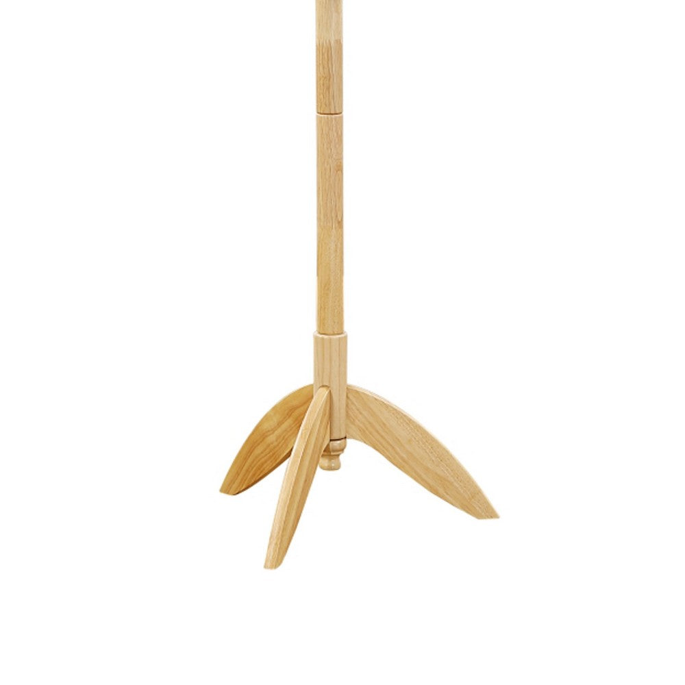 Pon 7 Tier Coat Rack w 11 Hooks and Tripod Base, 70 Inch Natural Brown - BM346701