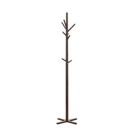 Jema 3 Tier Coat Rack, 9 Hanging Hooks, 70 Inch Dark Brown Solid Wood - BM346702