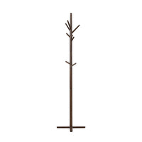 Jema 3 Tier Coat Rack, 9 Hanging Hooks, 70 Inch Dark Brown Solid Wood - BM346702