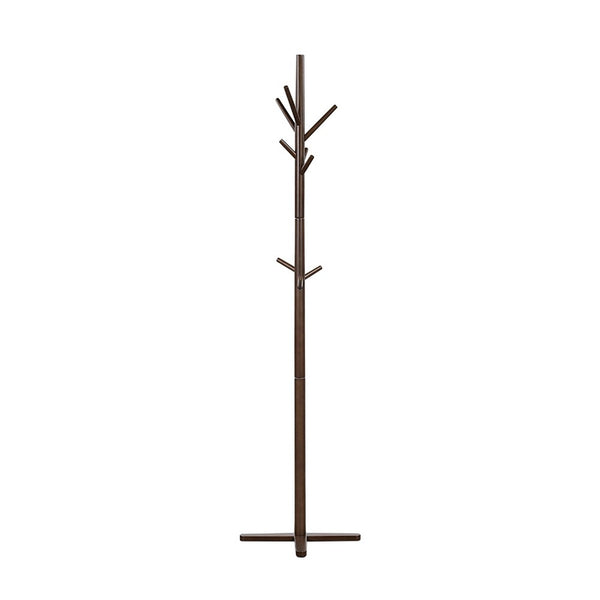 Jema 3 Tier Coat Rack, 9 Hanging Hooks, 70 Inch Dark Brown Solid Wood - BM346702