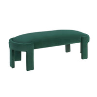 Fery Modern Bench with Curved Edges, Green Velvet Upholstery, 54 Inch - BM346704