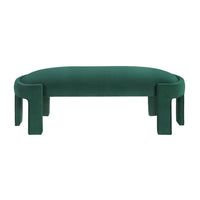 Fery Modern Bench with Curved Edges, Green Velvet Upholstery, 54 Inch - BM346704