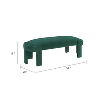 Fery Modern Bench with Curved Edges, Green Velvet Upholstery, 54 Inch - BM346704