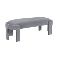 Fery Modern Bench with Curved Edges, Gray Velvet Upholstery, 54 Inch - BM346705