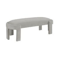 Fery Modern Bench with Curved Edges, Taupe Velvet Upholstery, 54 Inch - BM346706
