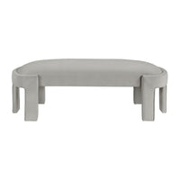 Fery Modern Bench with Curved Edges, Taupe Velvet Upholstery, 54 Inch - BM346706