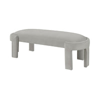 Fery Modern Bench with Curved Edges, Taupe Velvet Upholstery, 54 Inch - BM346706