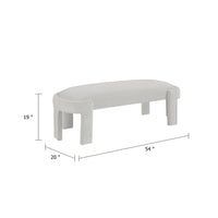 Fery Modern Bench with Curved Edges, Taupe Velvet Upholstery, 54 Inch - BM346706