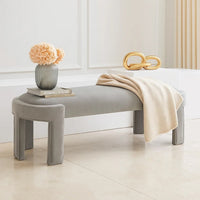 Fery Modern Bench with Curved Edges, Taupe Velvet Upholstery, 54 Inch - BM346706