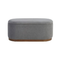 Sio Storage Bench, Ribbed Gray Corduroy, 43 Inch Walnut Brown Wood - BM346707