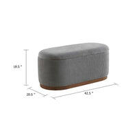 Sio Storage Bench, Ribbed Gray Corduroy, 43 Inch Walnut Brown Wood - BM346707