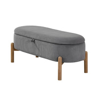 Fian Storage Bench w Lift Top, Natural Brown Legs, Gray Corduroy 42 Inch - BM346708