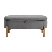 Fian Storage Bench w Lift Top, Natural Brown Legs, Gray Corduroy 42 Inch - BM346708
