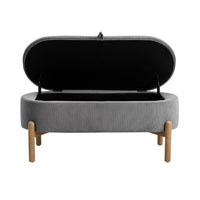 Fian Storage Bench w Lift Top, Natural Brown Legs, Gray Corduroy 42 Inch - BM346708