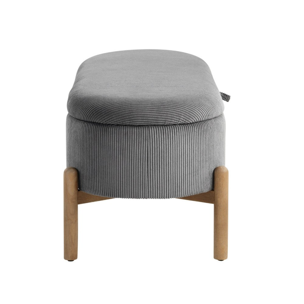 Fian Storage Bench w Lift Top, Natural Brown Legs, Gray Corduroy 42 Inch - BM346708