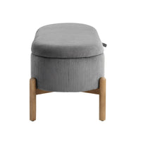 Fian Storage Bench w Lift Top, Natural Brown Legs, Gray Corduroy 42 Inch - BM346708