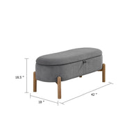 Fian Storage Bench w Lift Top, Natural Brown Legs, Gray Corduroy 42 Inch - BM346708