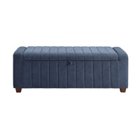 Doa Storage Bench, Channel Tufted, Blue Boucle Upholstery 50 Inch  - BM346709