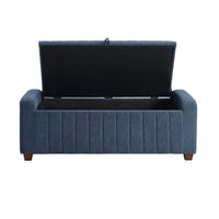 Doa Storage Bench, Channel Tufted, Blue Boucle Upholstery 50 Inch  - BM346709
