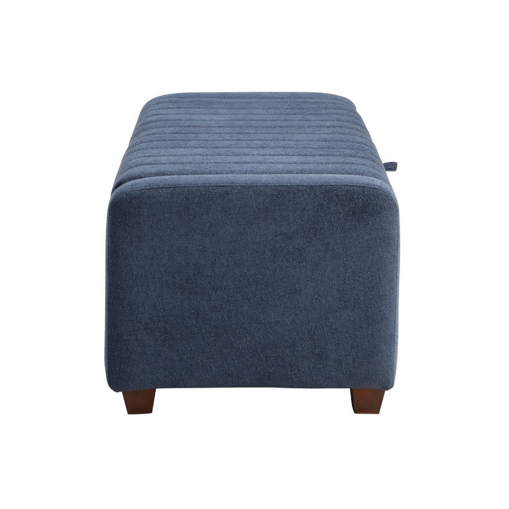Doa Storage Bench, Channel Tufted, Blue Boucle Upholstery 50 Inch  - BM346709