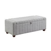 Doa Storage Bench, Channel Tufted, Gray Boucle Upholstery 50 Inch  - BM346710