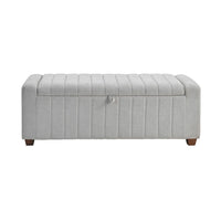 Doa Storage Bench, Channel Tufted, Gray Boucle Upholstery 50 Inch  - BM346710