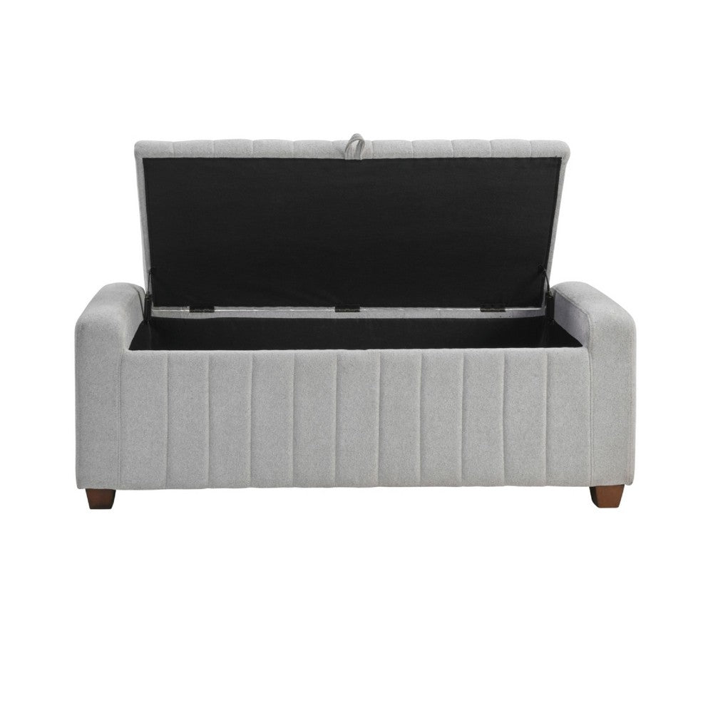 Doa Storage Bench, Channel Tufted, Gray Boucle Upholstery 50 Inch  - BM346710