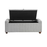 Doa Storage Bench, Channel Tufted, Gray Boucle Upholstery 50 Inch  - BM346710