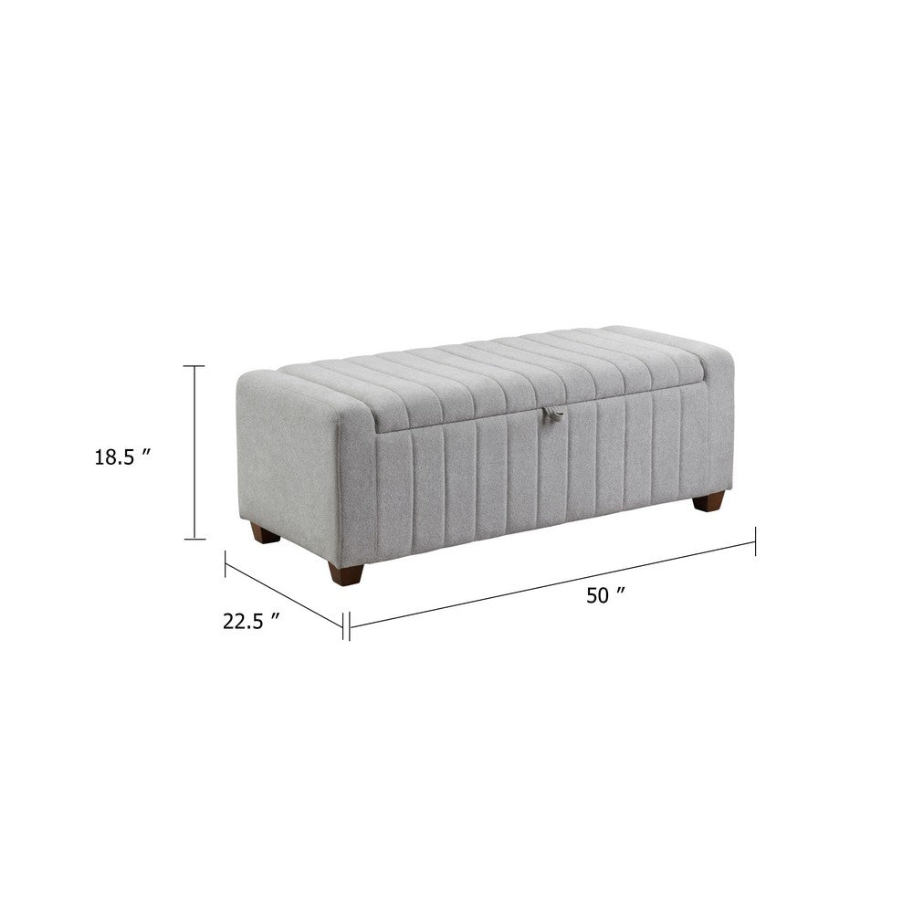 Doa Storage Bench, Channel Tufted, Gray Boucle Upholstery 50 Inch  - BM346710