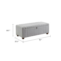 Doa Storage Bench, Channel Tufted, Gray Boucle Upholstery 50 Inch  - BM346710