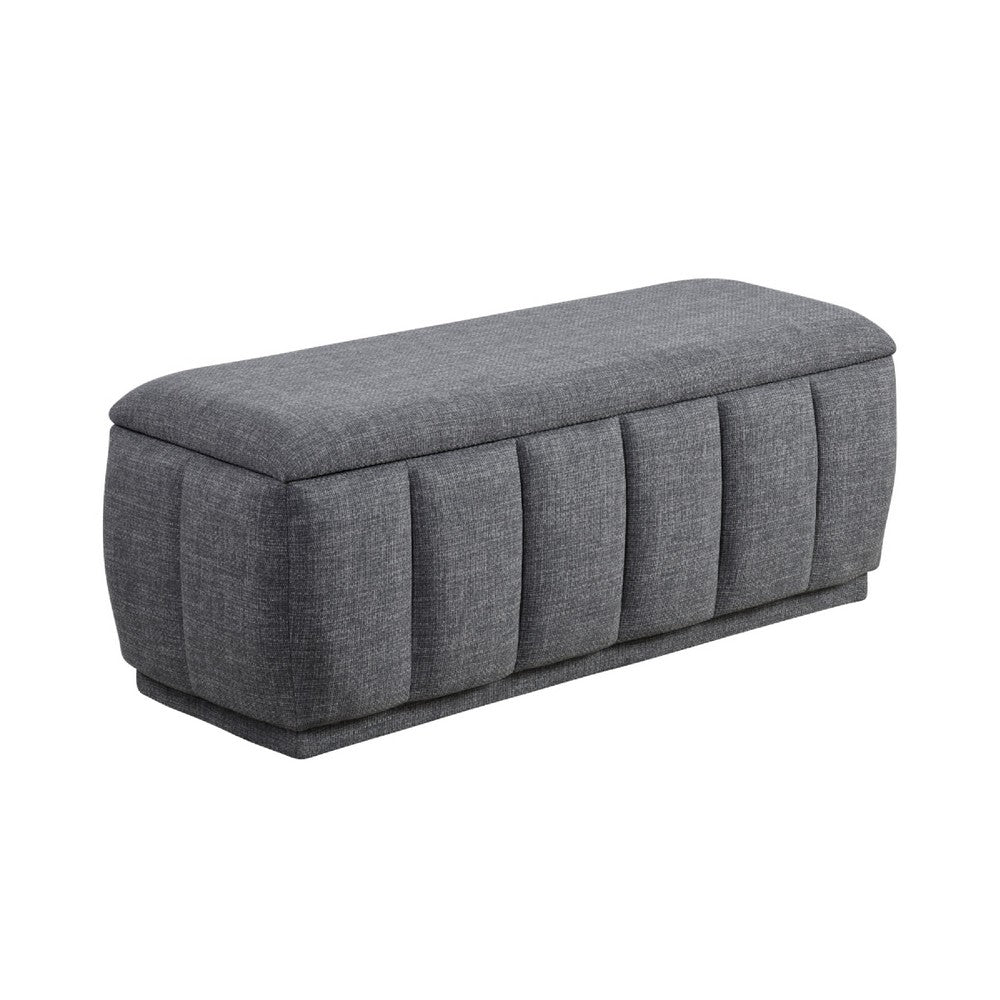 Jia Storage Bench, Wide Channel Tufted Gray Polyester 47 Inch  - BM346711