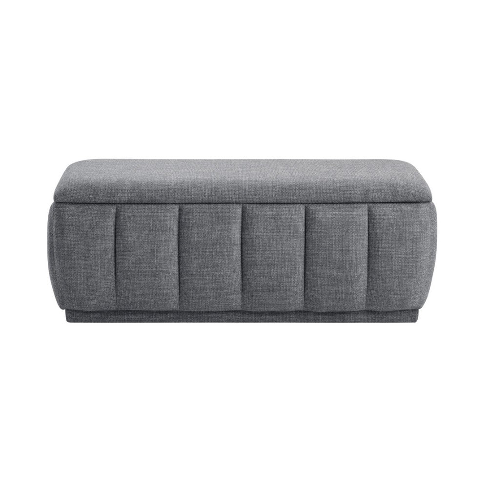 Jia Storage Bench, Wide Channel Tufted Gray Polyester 47 Inch  - BM346711