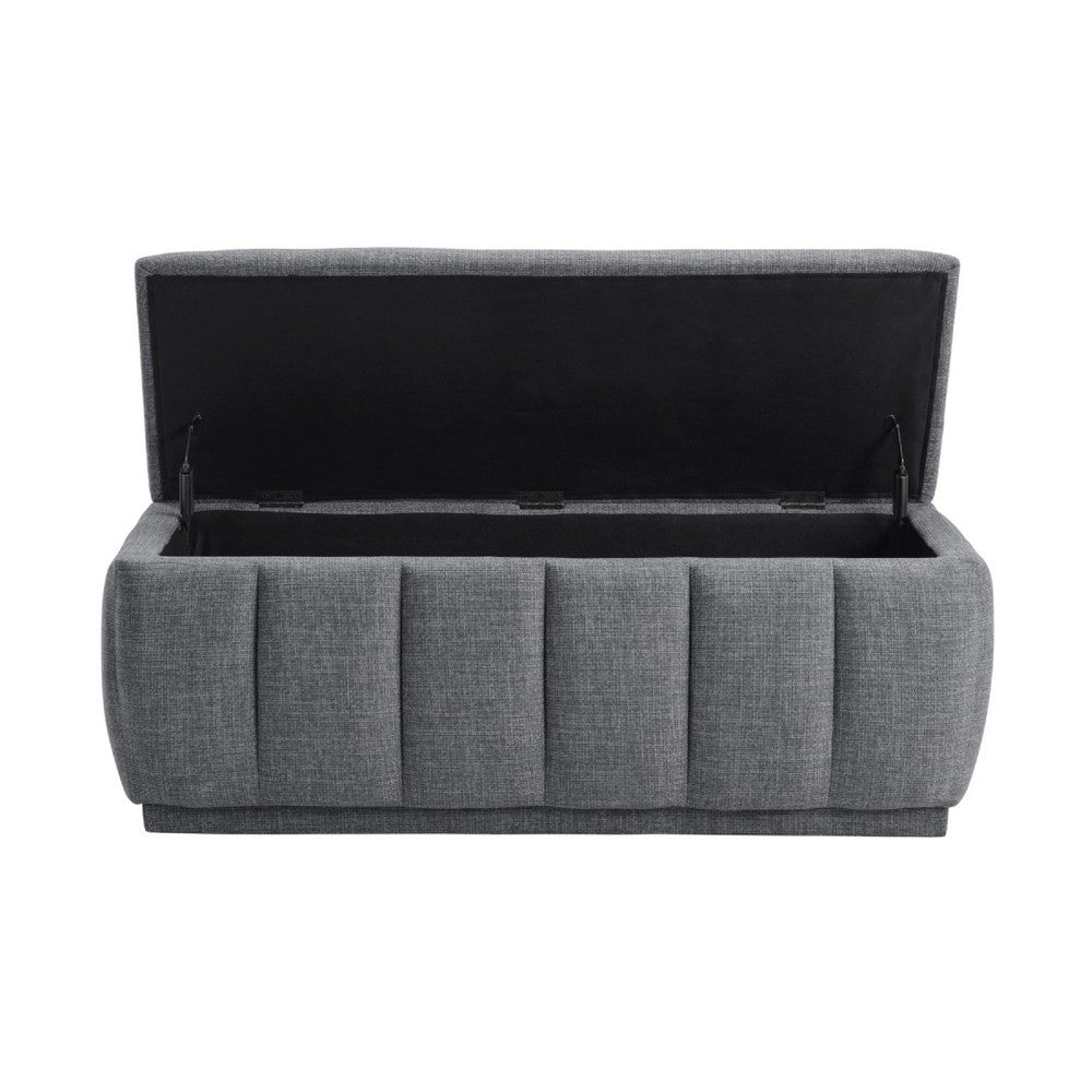 Jia Storage Bench, Wide Channel Tufted Gray Polyester 47 Inch  - BM346711