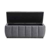 Jia Storage Bench, Wide Channel Tufted Gray Polyester 47 Inch  - BM346711