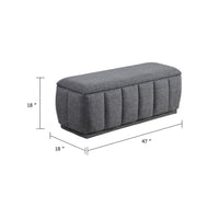 Jia Storage Bench, Wide Channel Tufted Gray Polyester 47 Inch  - BM346711