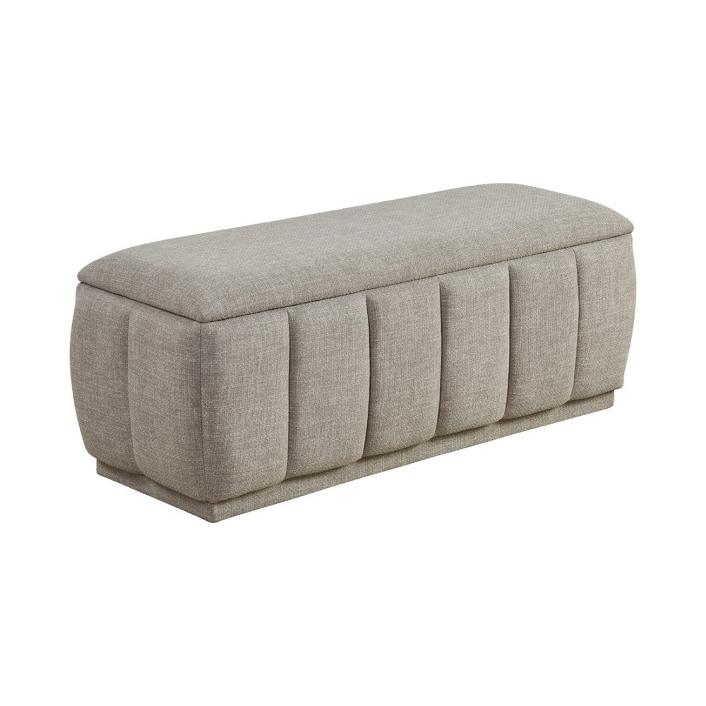 Jia Storage Bench, Wide Channel Tufted Taupe Polyester 47 Inch  - BM346712