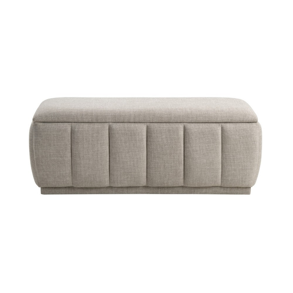 Jia Storage Bench, Wide Channel Tufted Taupe Polyester 47 Inch  - BM346712