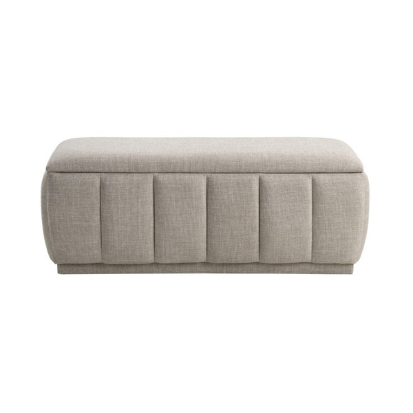 Jia Storage Bench, Wide Channel Tufted Taupe Polyester 47 Inch  - BM346712