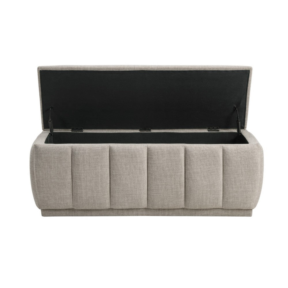 Jia Storage Bench, Wide Channel Tufted Taupe Polyester 47 Inch  - BM346712