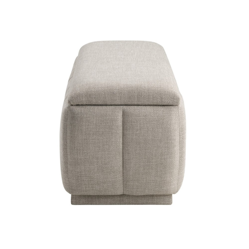 Jia Storage Bench, Wide Channel Tufted Taupe Polyester 47 Inch  - BM346712