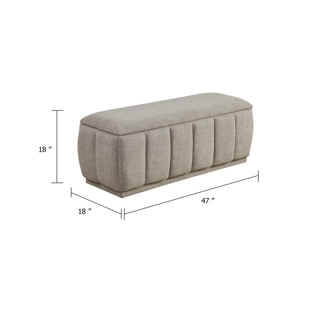 Jia Storage Bench, Wide Channel Tufted Taupe Polyester 47 Inch  - BM346712