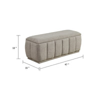 Jia Storage Bench, Wide Channel Tufted Taupe Polyester 47 Inch  - BM346712