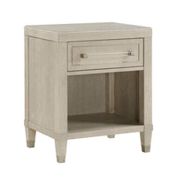 Olto Nightstand with 1 Drawer, USB Ports, Cubby Shelf, Light Oak Brown - BM346713