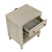 Olto Nightstand with 1 Drawer, USB Ports, Cubby Shelf, Light Oak Brown - BM346713